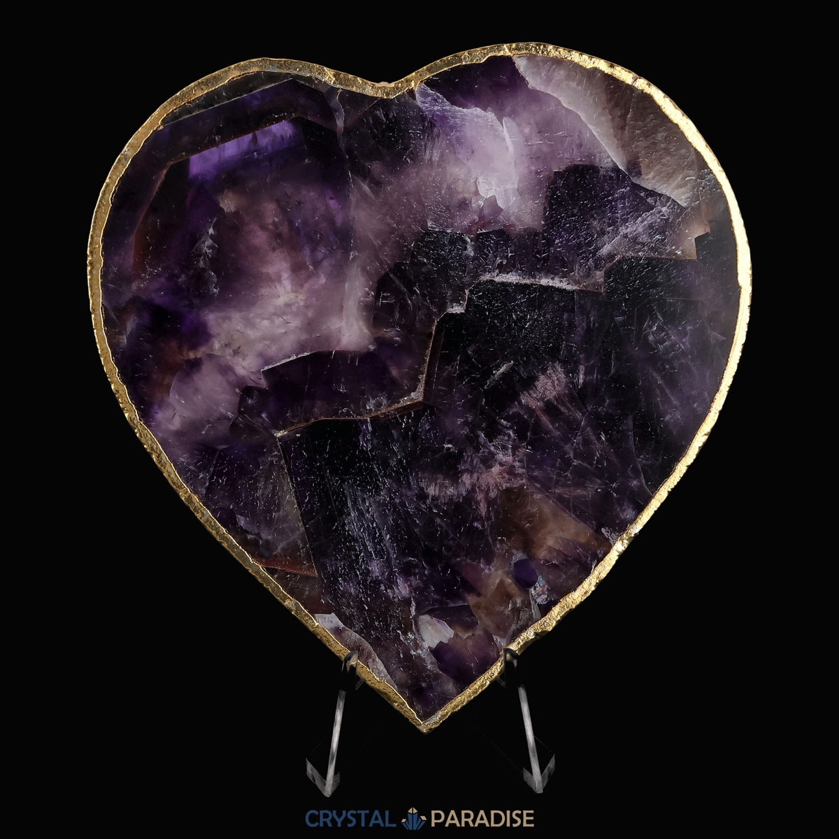 Amethyst-Scheibe mit Goldrand in Herzform – Ansicht 3