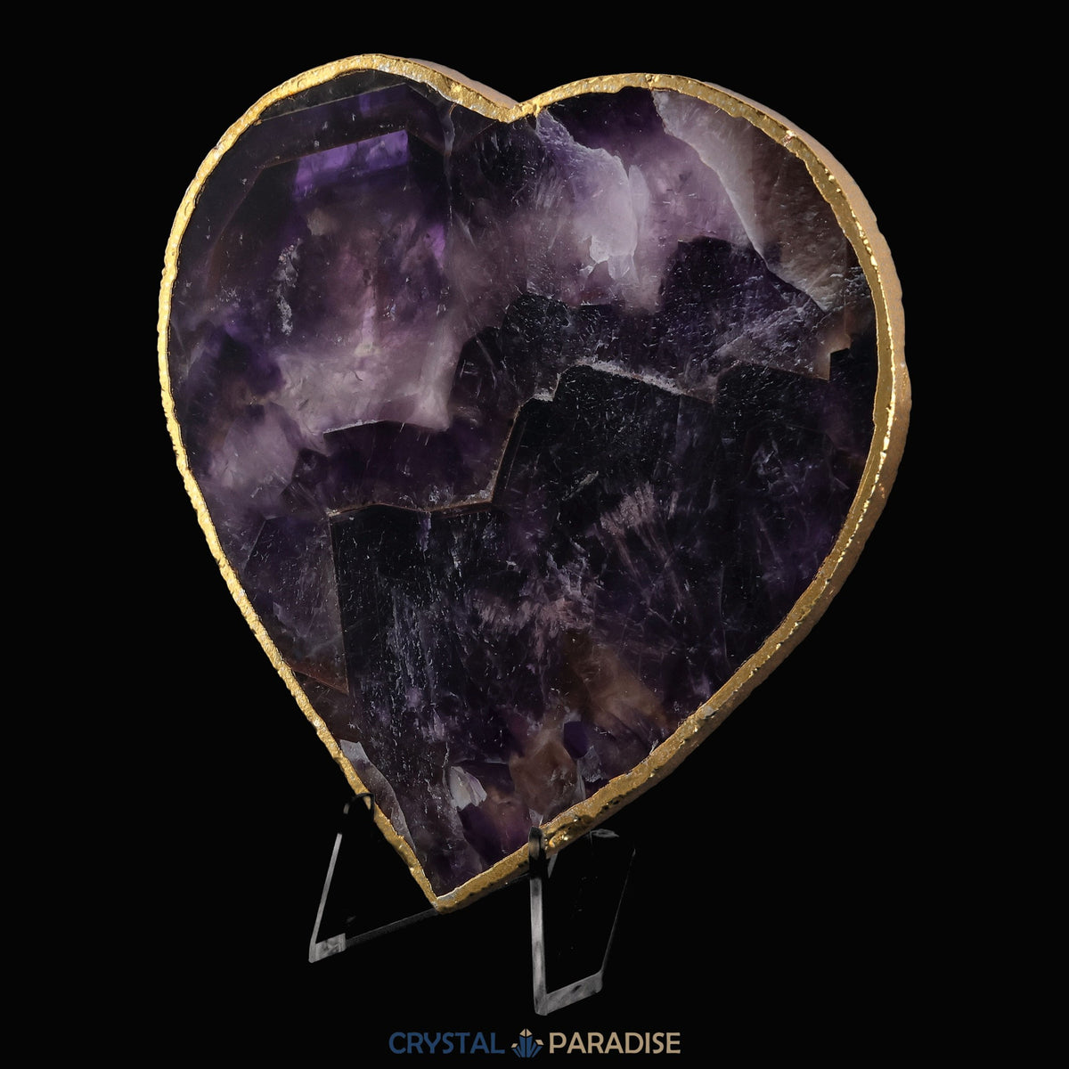 Amethyst-Scheibe mit Goldrand in Herzform – Ansicht 4