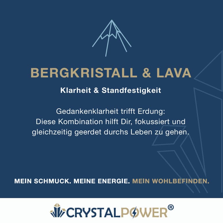 Bergkristall & Lava – Klarheit & Standfestigkeit - Armband crystalpower® - crystal paradise