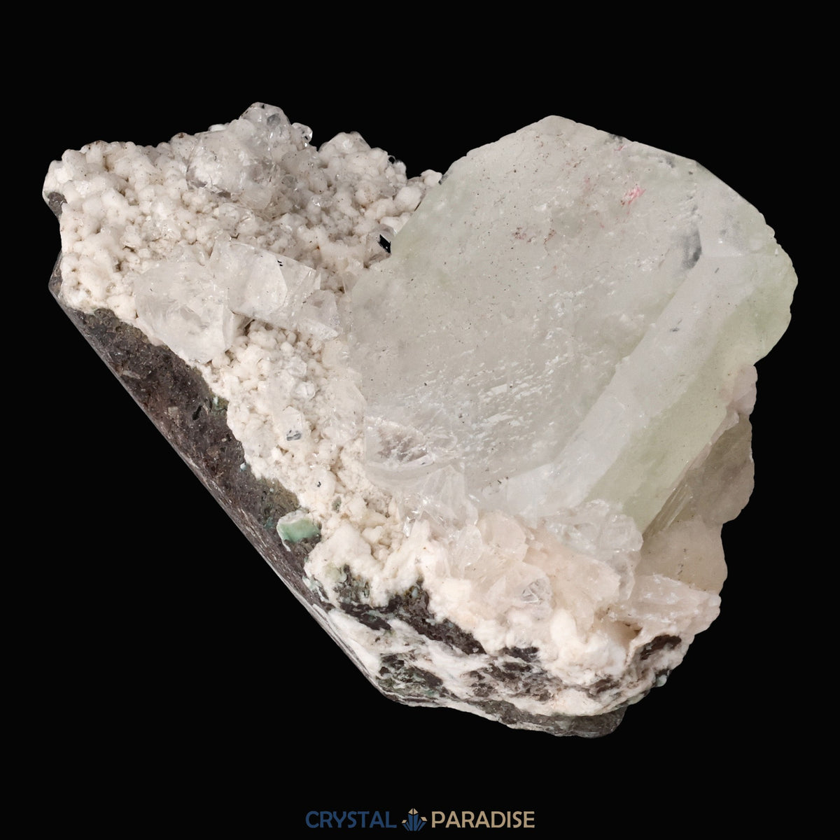Grüner Apophyllit mit Stilbit Cluster aus Indien (191g) – Ansicht 7