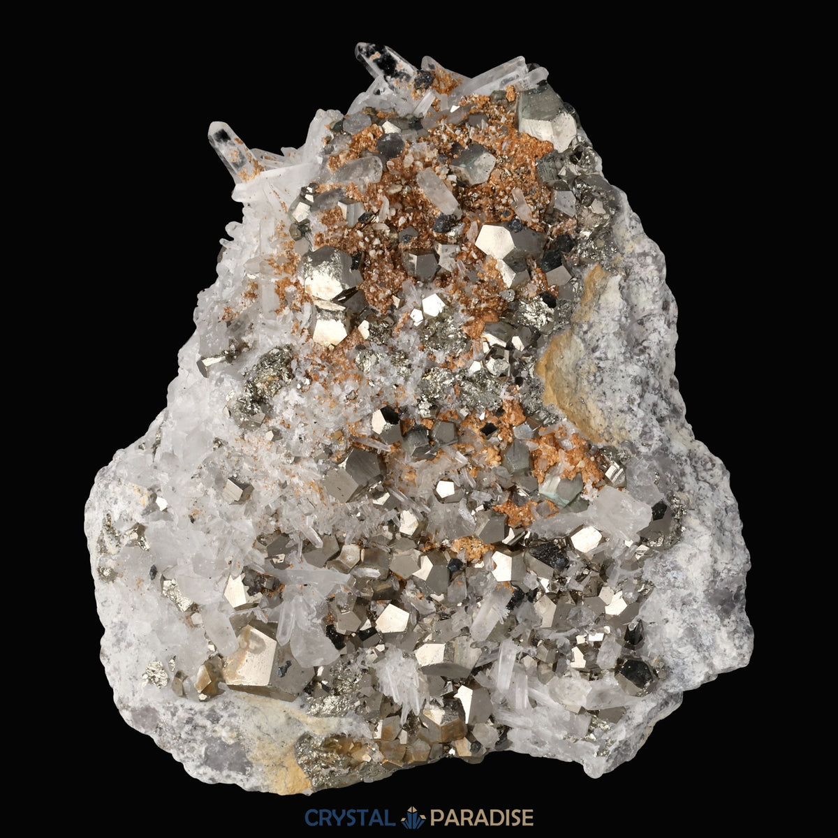 Pyrit an Bergkristall aus Indonesien (1054g) – Ansicht 4