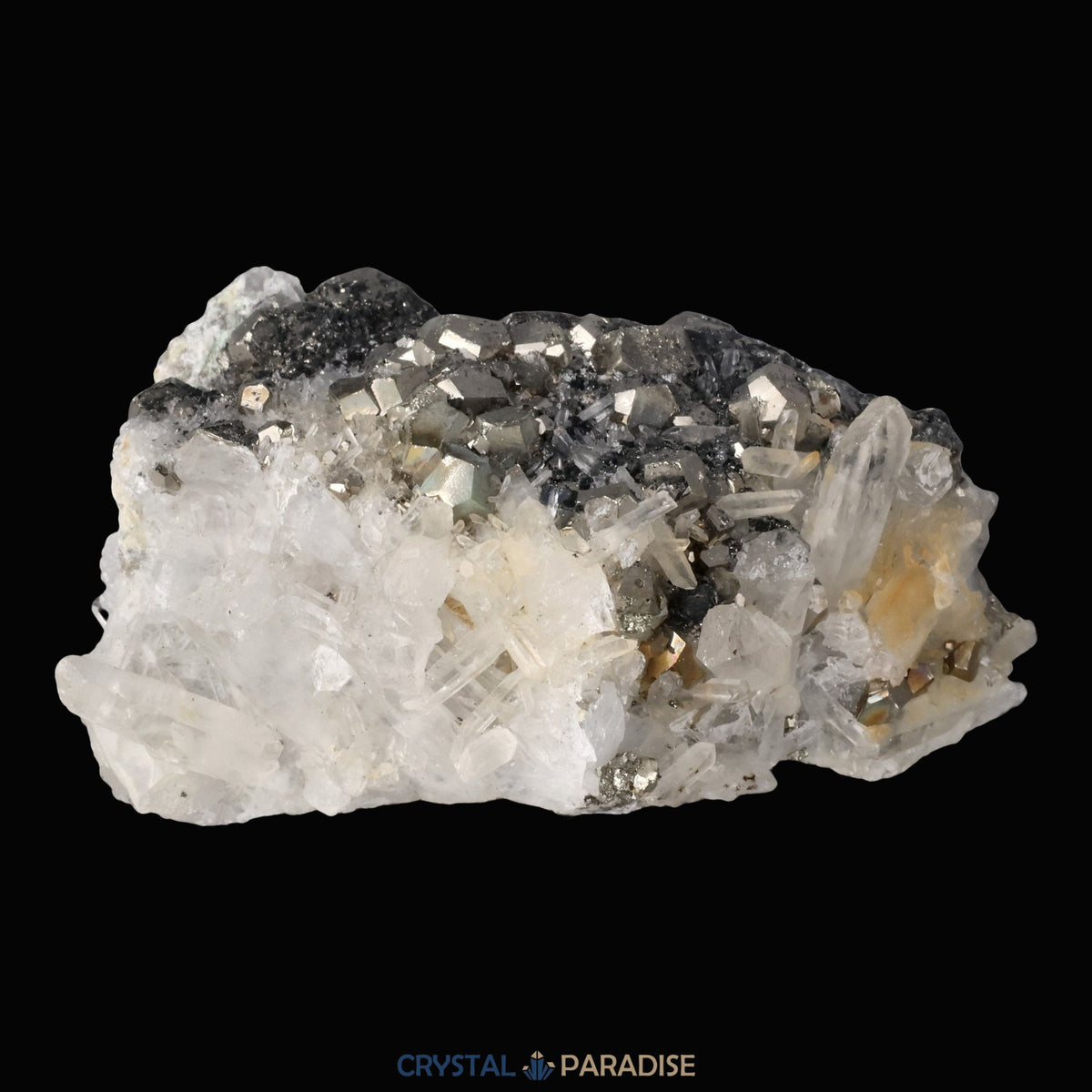 Pyrit an Bergkristall aus Indonesien (222g) – Ansicht 10