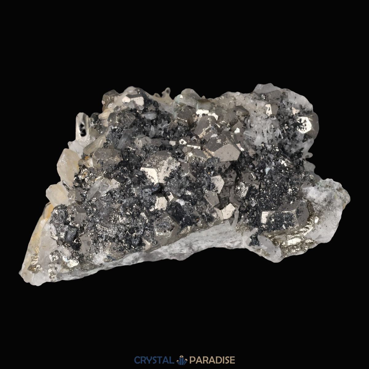 Pyrit an Bergkristall aus Indonesien (222g) – Ansicht 15