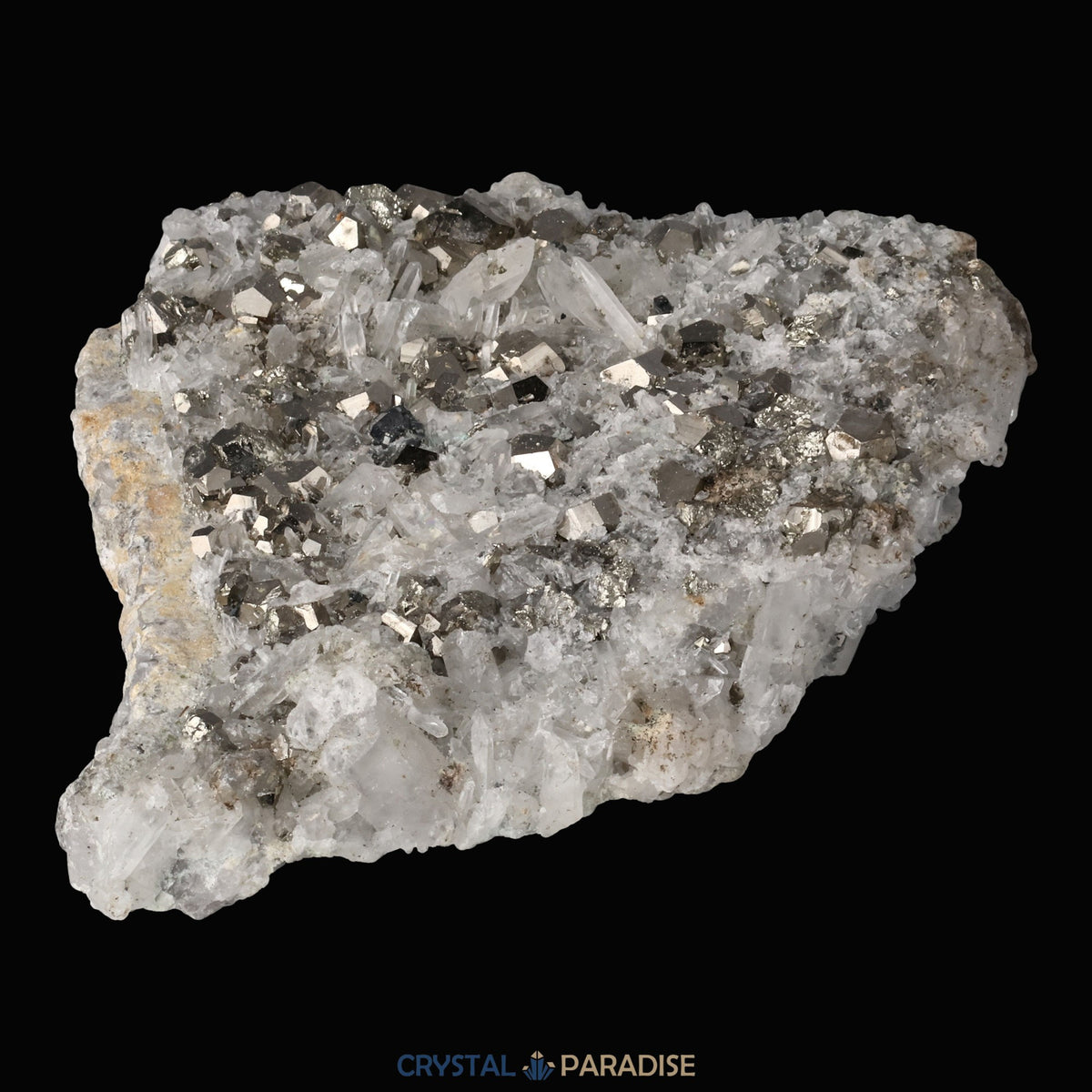 Pyrit an Bergkristall aus Indonesien (330g) – Ansicht 7