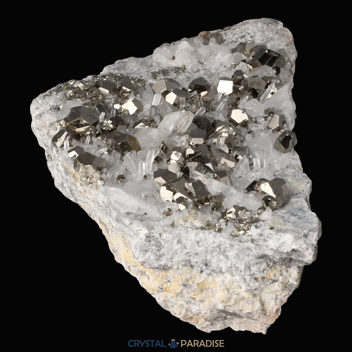 Pyrit an Bergkristall aus Indonesien (387g) – Ansicht 10