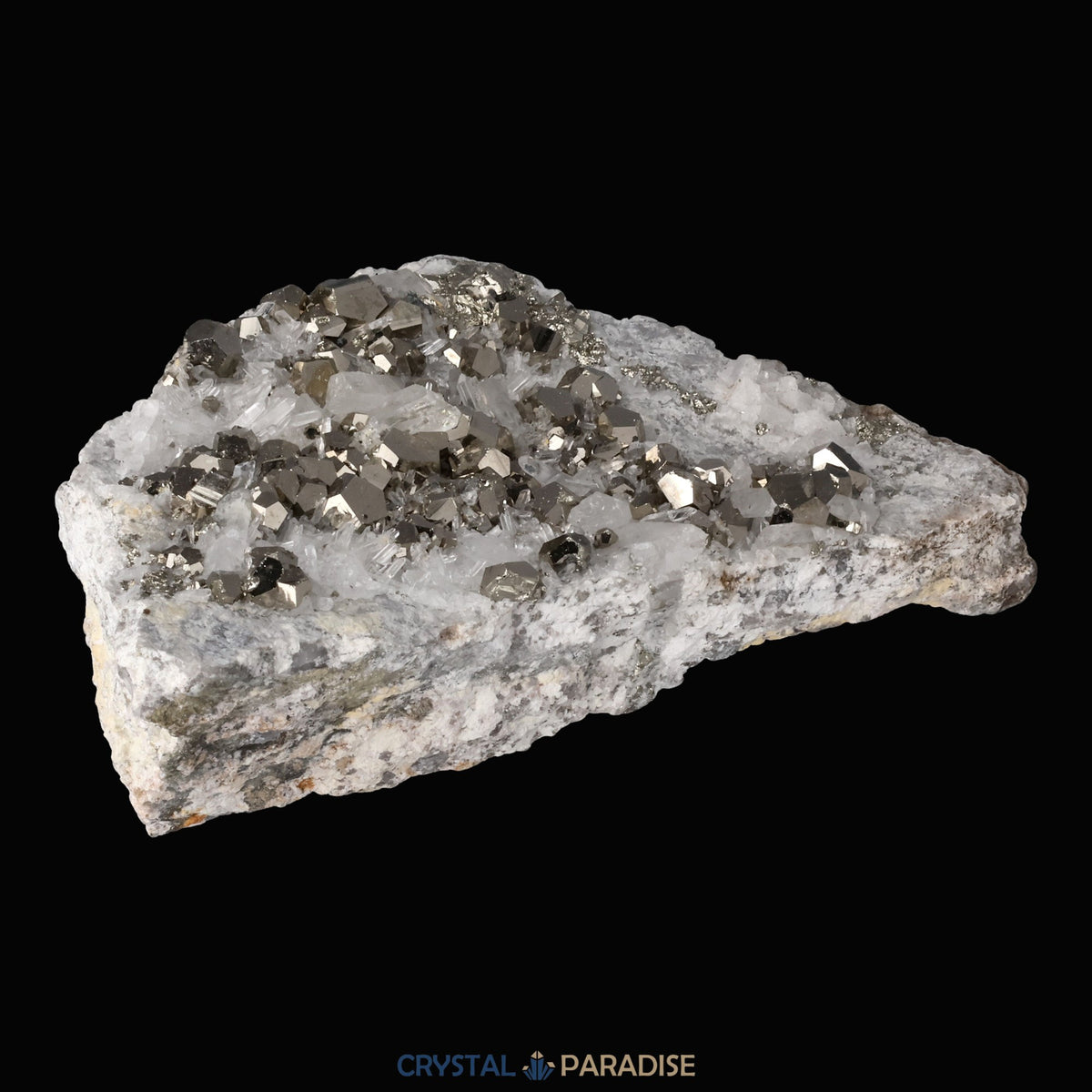 Pyrit an Bergkristall aus Indonesien (387g) – Ansicht 12