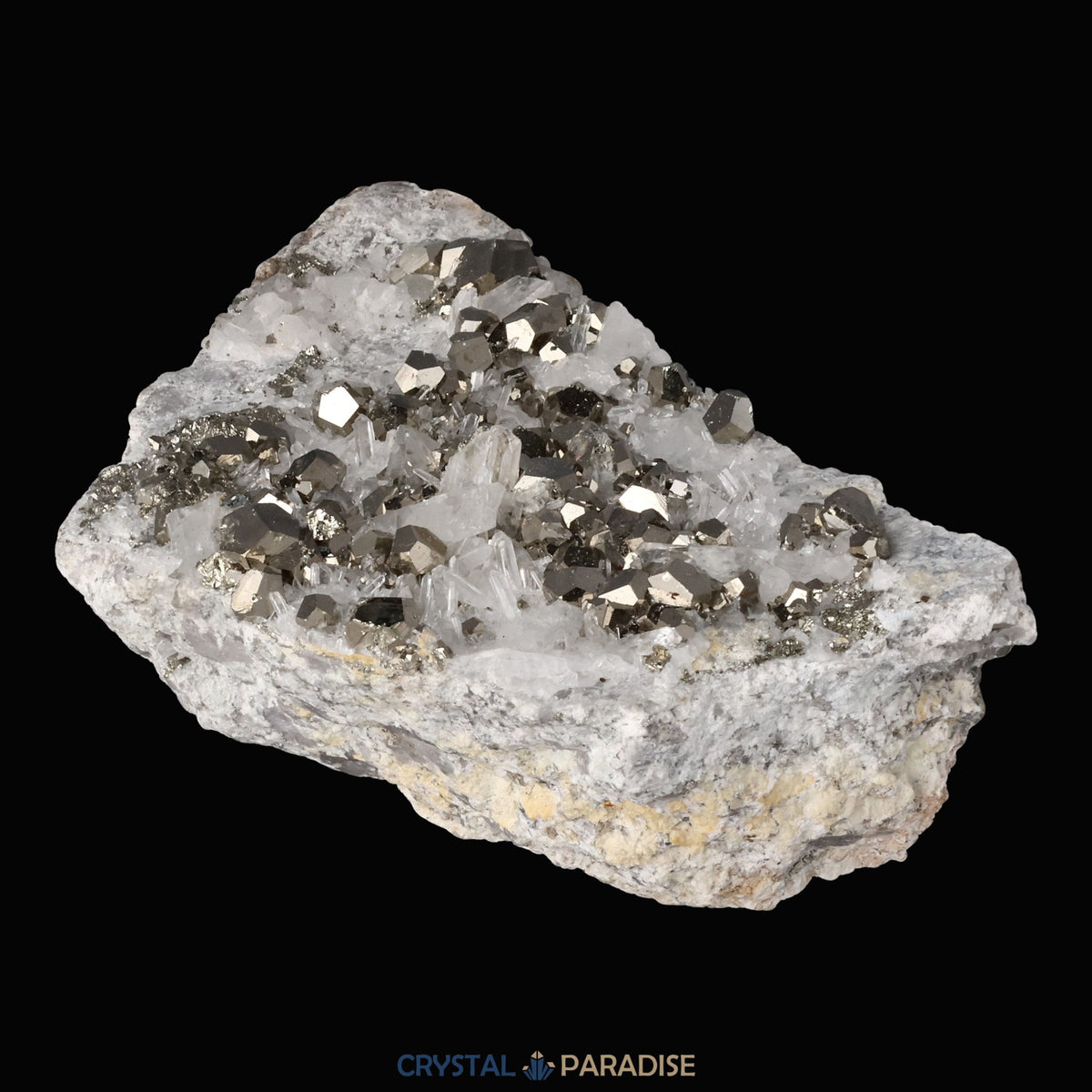 Pyrit an Bergkristall aus Indonesien (387g) – Ansicht 9