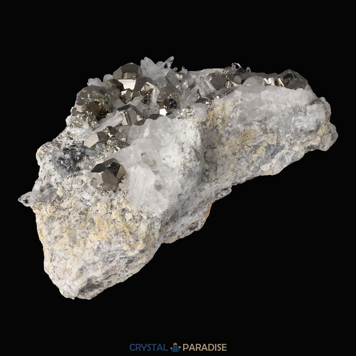 Pyrit an Bergkristall aus Indonesien (440g) – Ansicht 9