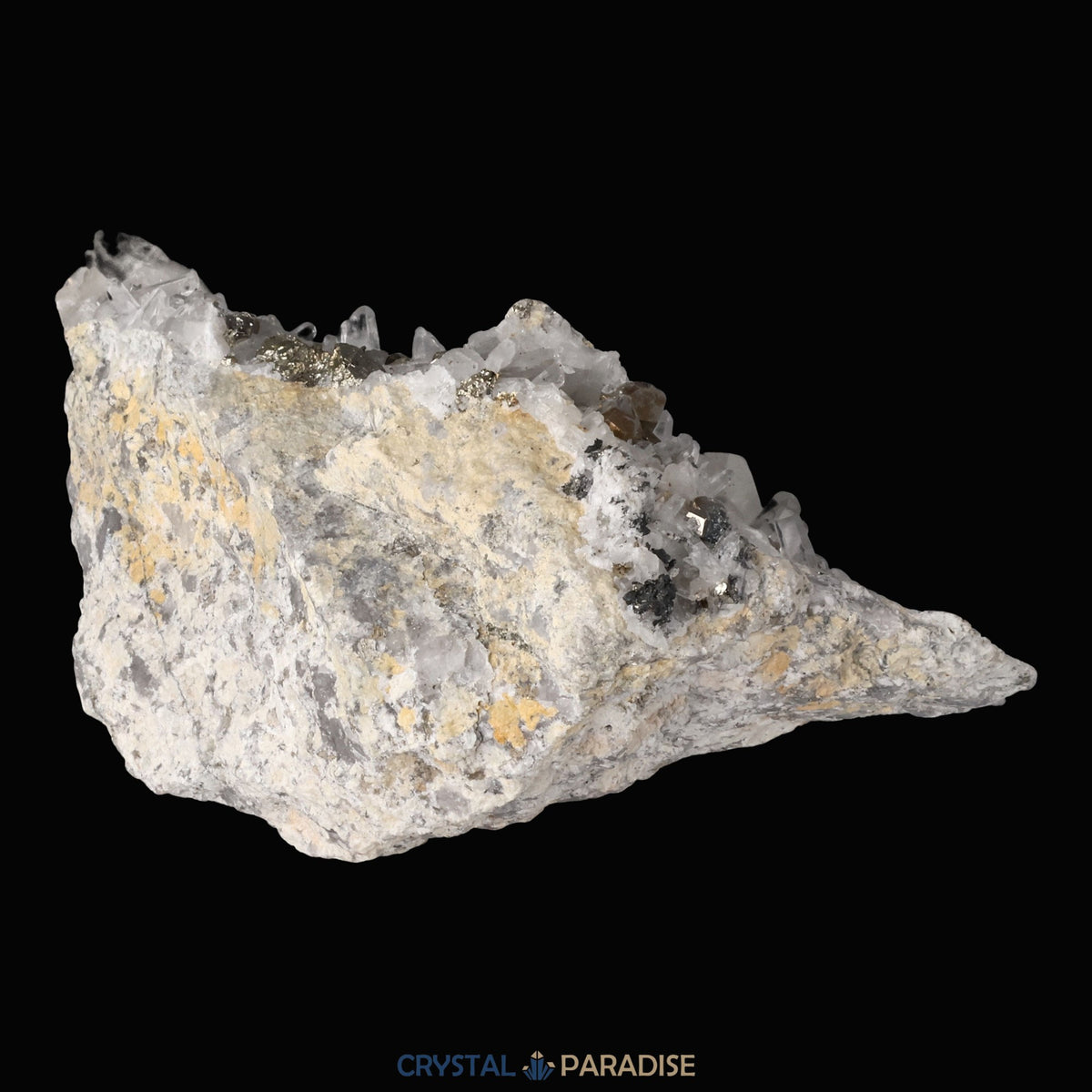 Pyrit an Bergkristall aus Indonesien (587g) – Ansicht 11