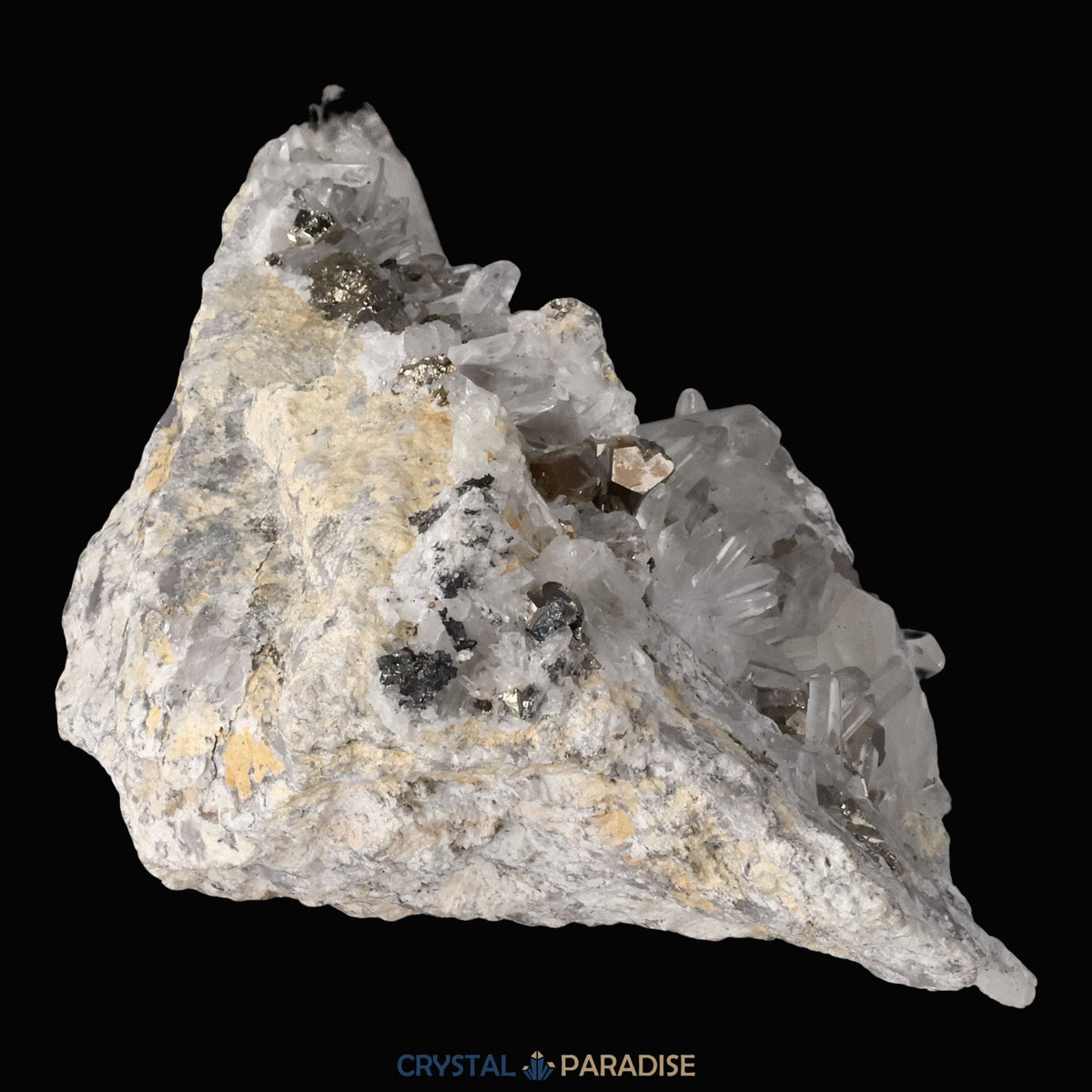 Pyrit an Bergkristall aus Indonesien (587g) – Ansicht 12