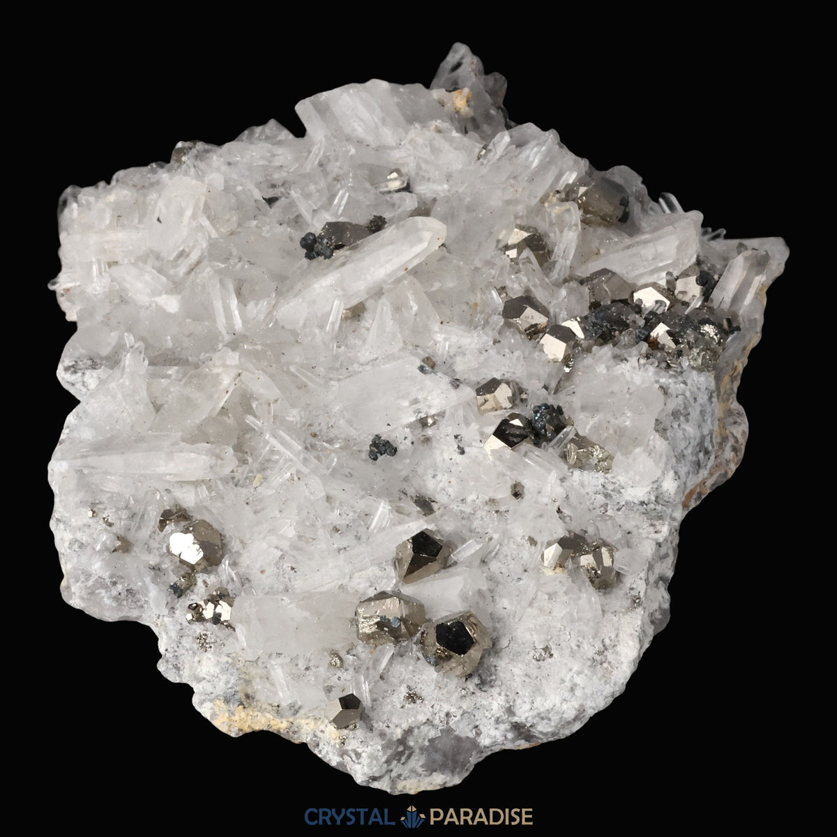 Pyrit an Bergkristall aus Indonesien (664g) – Ansicht 4