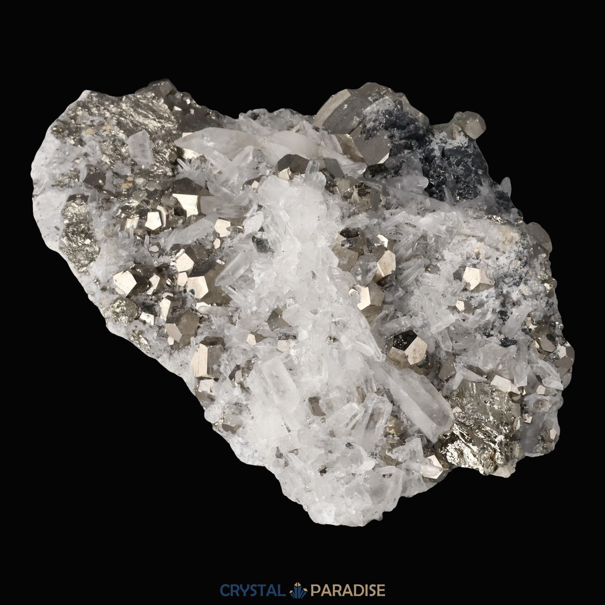 Pyrit an Bergkristall aus Indonesien (841g) – Ansicht 5