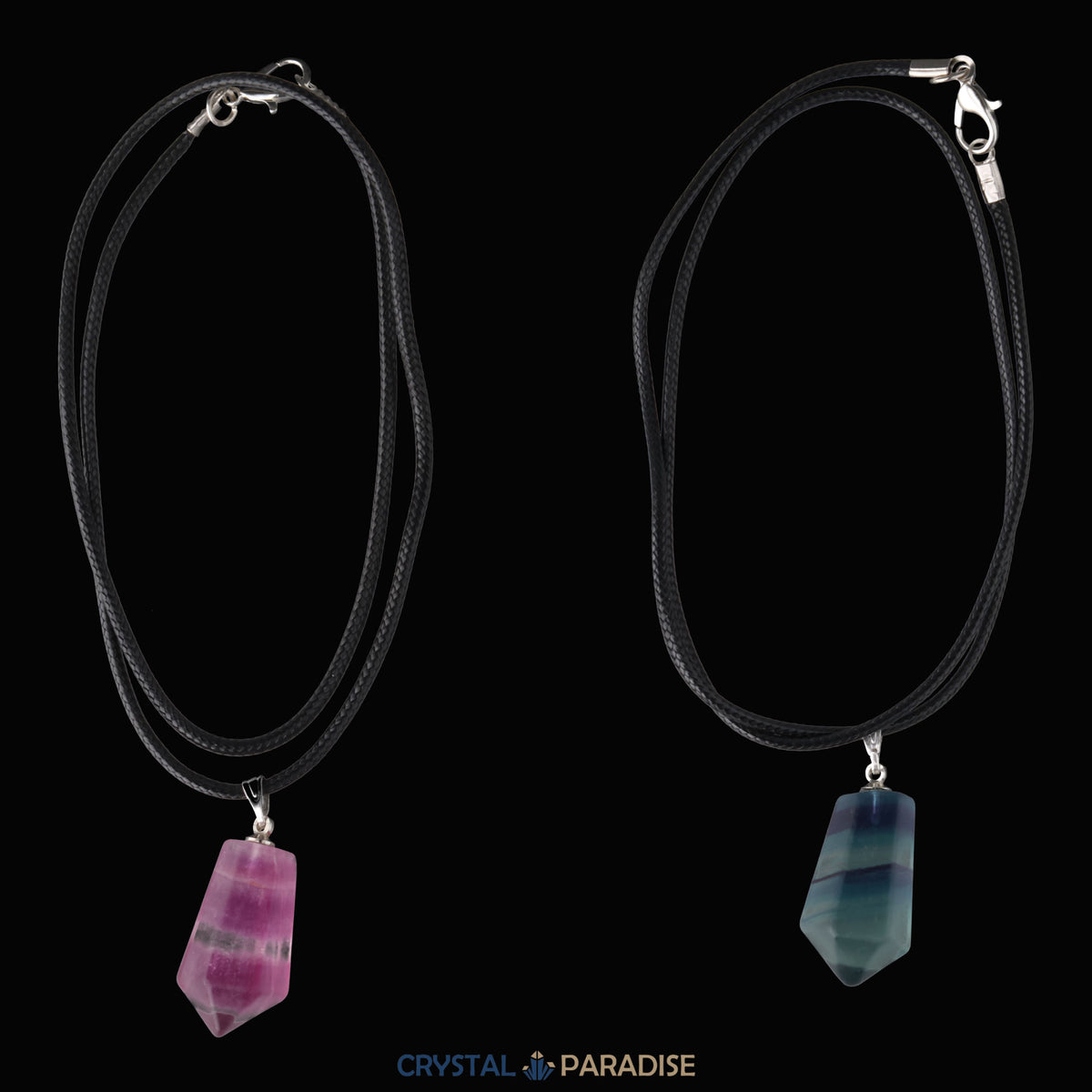 Regenbogen Fluorit Pendelanhänger mit Kette – Ansicht 5
