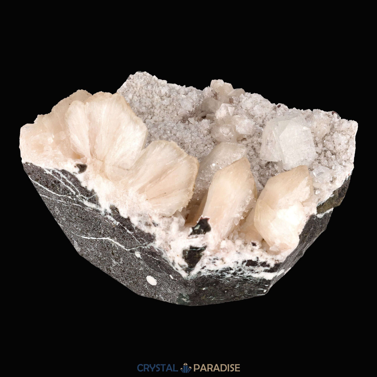 Apophyllit Stilbit Cluster aus Indien (517g) - crystal paradise