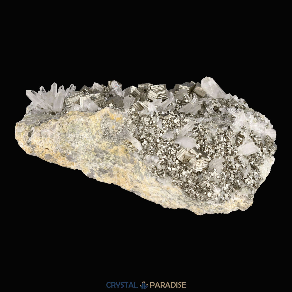 Pyrit an Bergkristall aus Indonesien (2066g) - crystal paradise