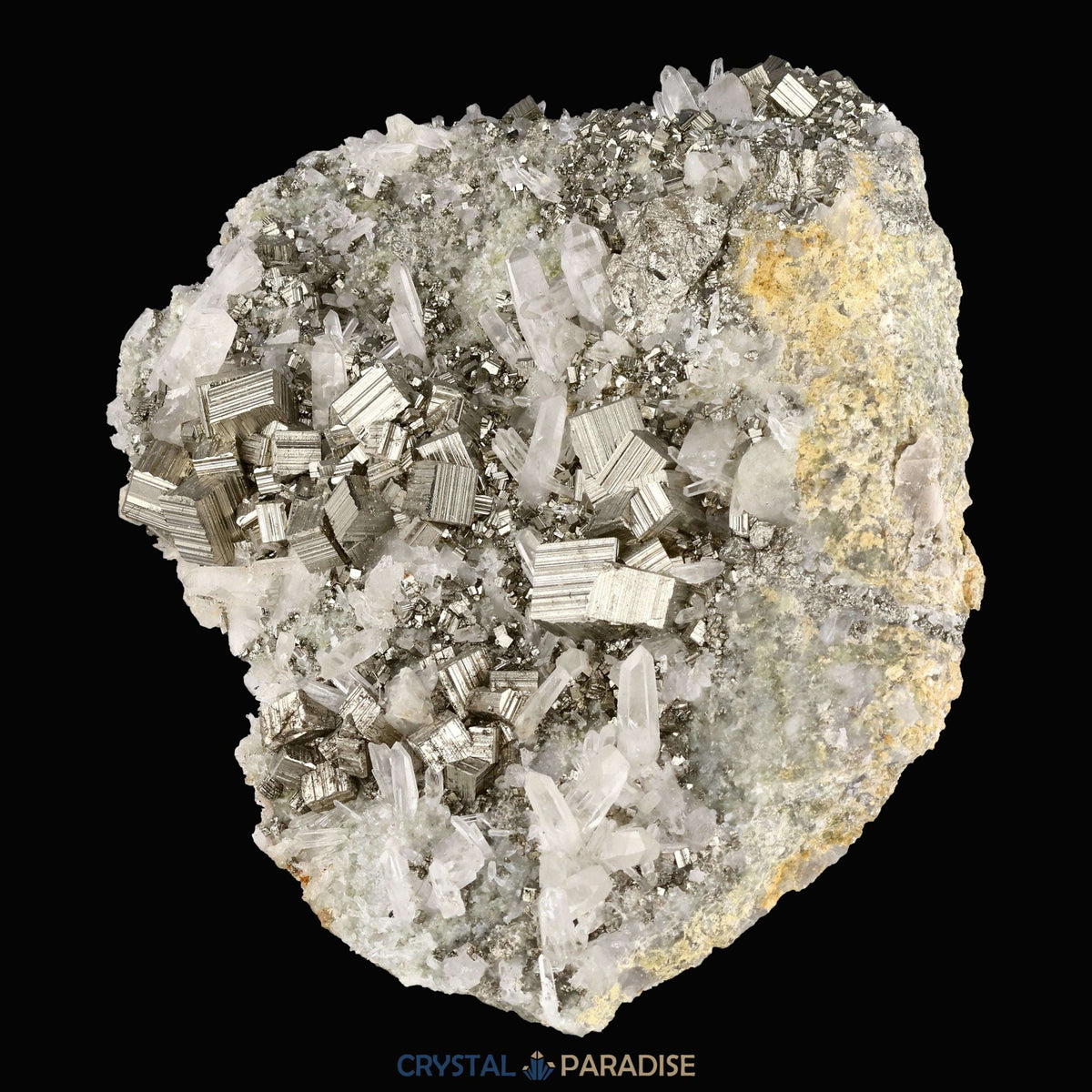Pyrit an Bergkristall aus Indonesien (2066g) - crystal paradise