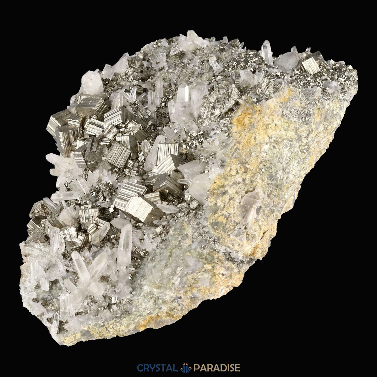 Pyrit an Bergkristall aus Indonesien (2066g) - crystal paradise