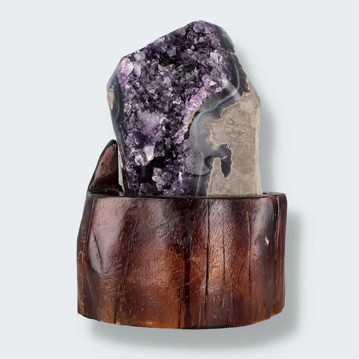 Amethyst Druse auf Holzständer (1046g)