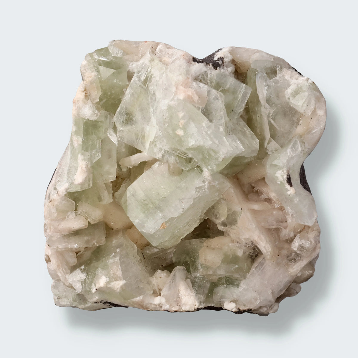 Grüner Apophyllit mit Stilbit aus Indien (786g)