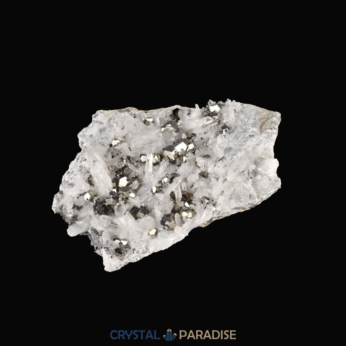 Pyrit an Bergkristall aus Indonesien (919g) - crystal paradise