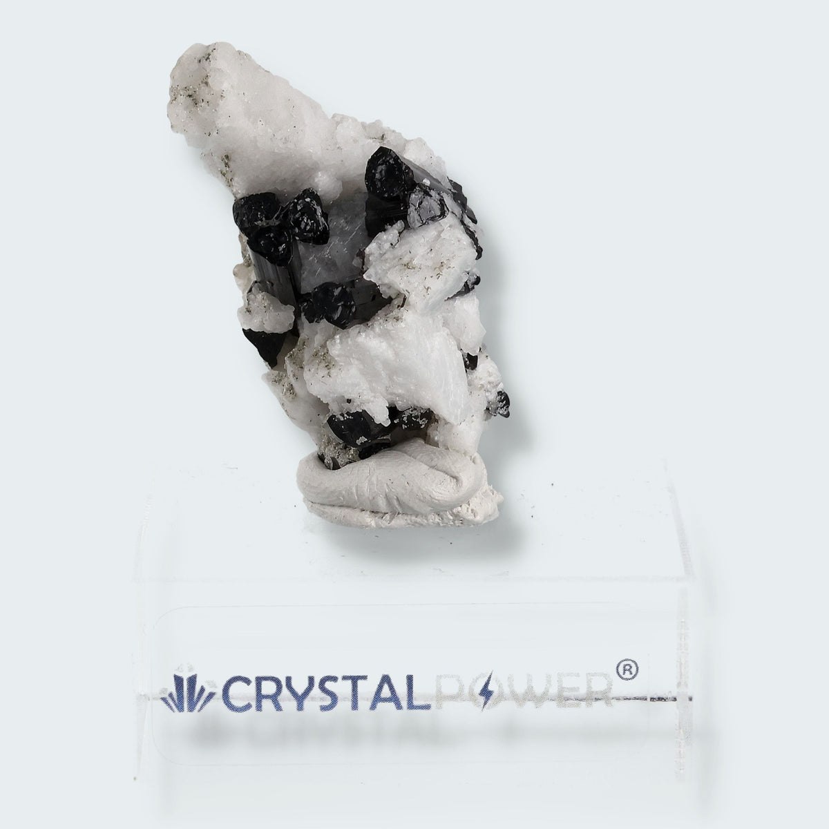 Schwarzer Schörl Turmalin an Himalaya Bergkristall (23g)