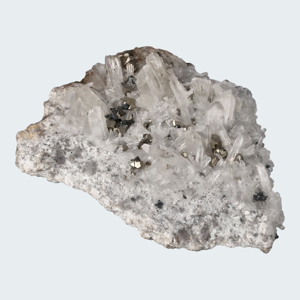 Pyrit an Bergkristall aus Indonesien (540g)