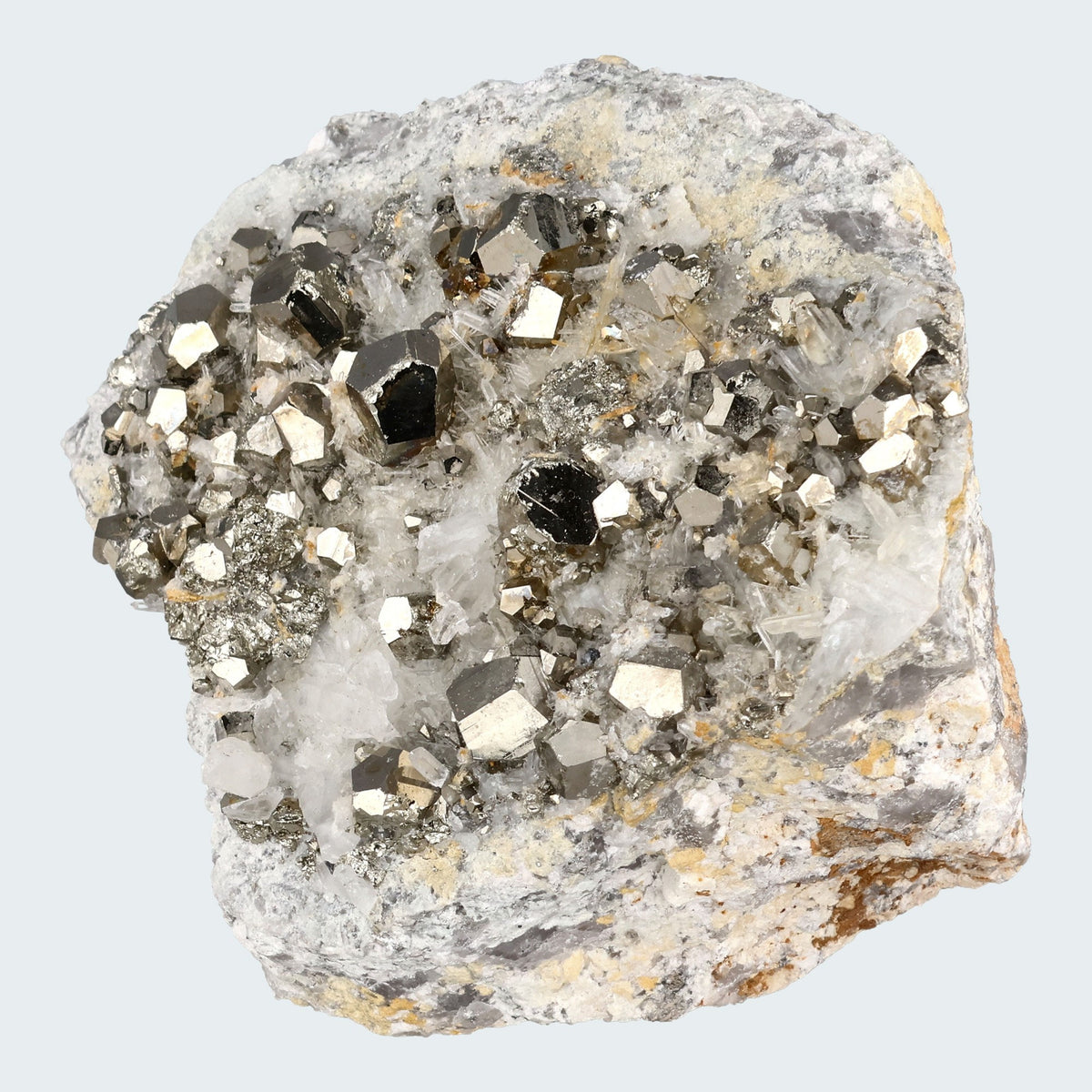 Pyrit an Bergkristall aus Indonesien (365g) - crystal paradise