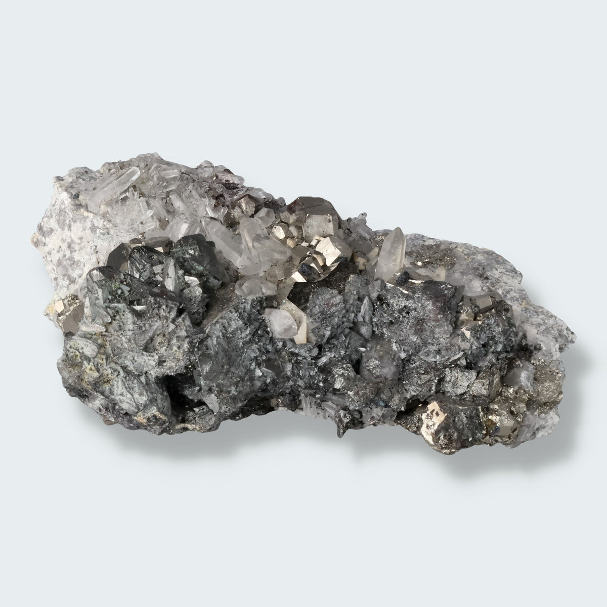Pyrit an Bergkristall aus Indonesien (1082g)