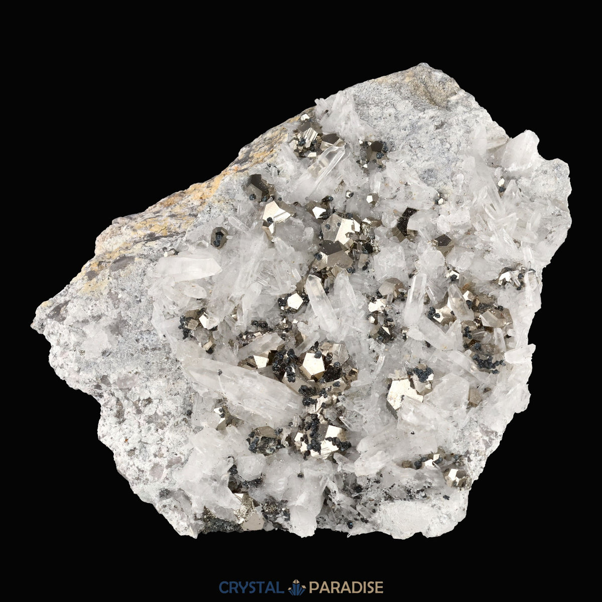 Pyrit an Bergkristall aus Indonesien (919g) - crystal paradise