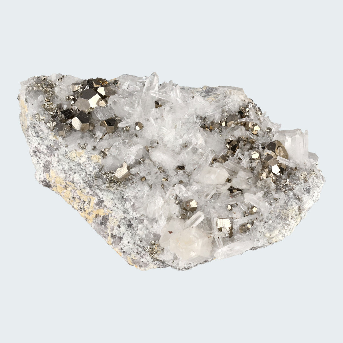 Pyrit an Bergkristall aus Indonesien (747g) - crystal paradise