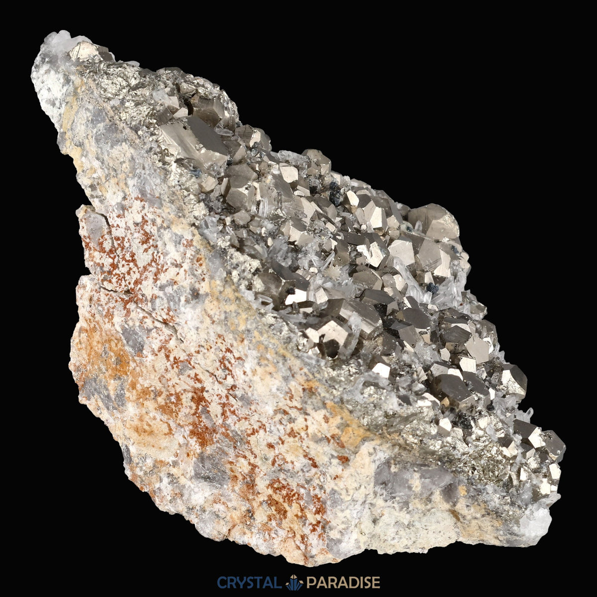 Pyrit an Bergkristall aus Indonesien (381g) - crystal paradise