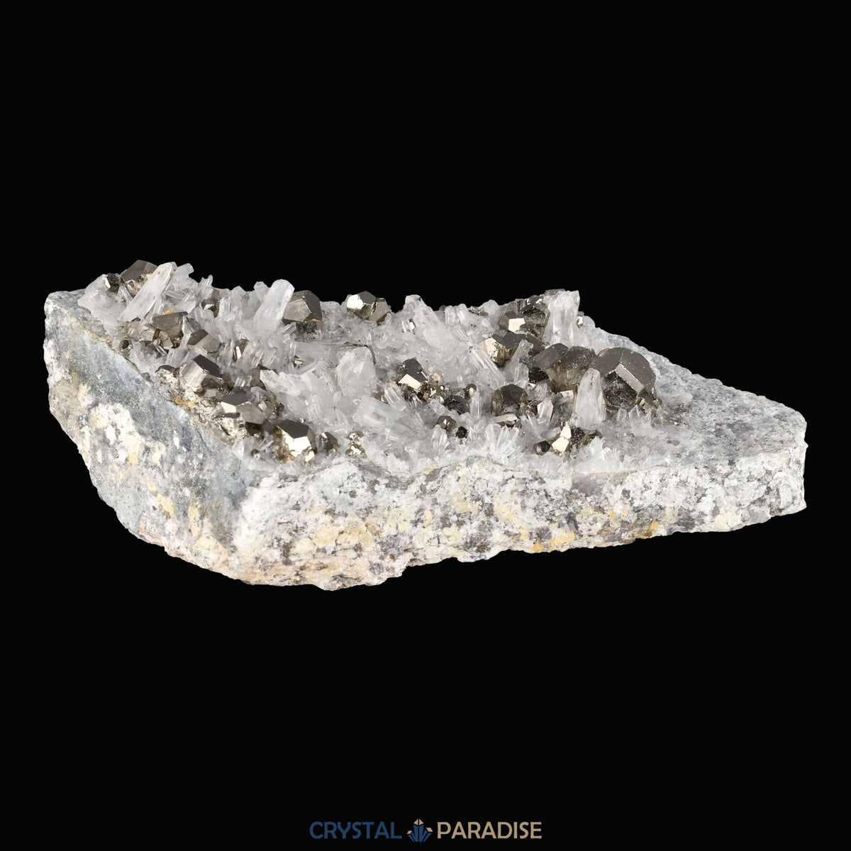 Pyrit an Bergkristall aus Indonesien (331g) - crystal paradise
