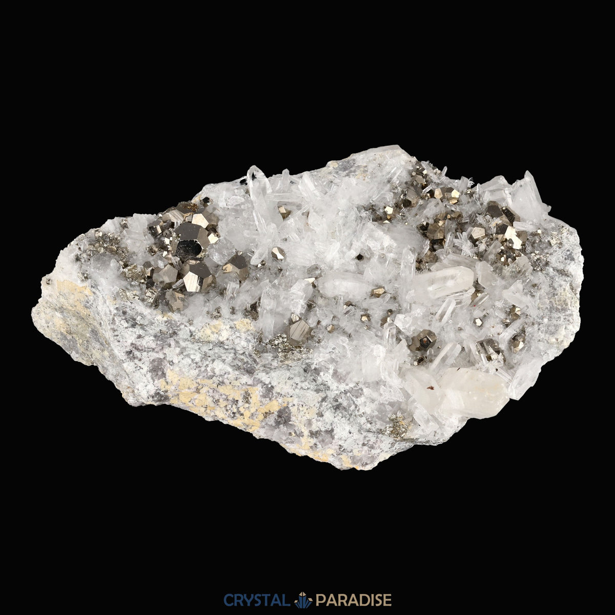 Pyrit an Bergkristall aus Indonesien (747g) - crystal paradise