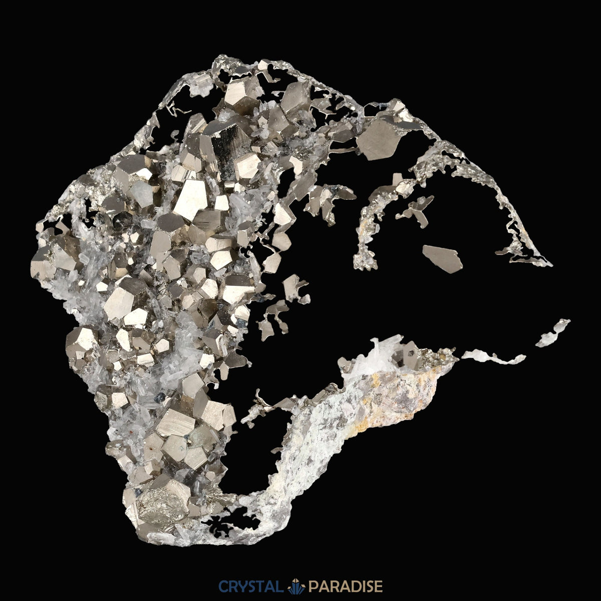 Pyrit an Bergkristall aus Indonesien (381g) - crystal paradise