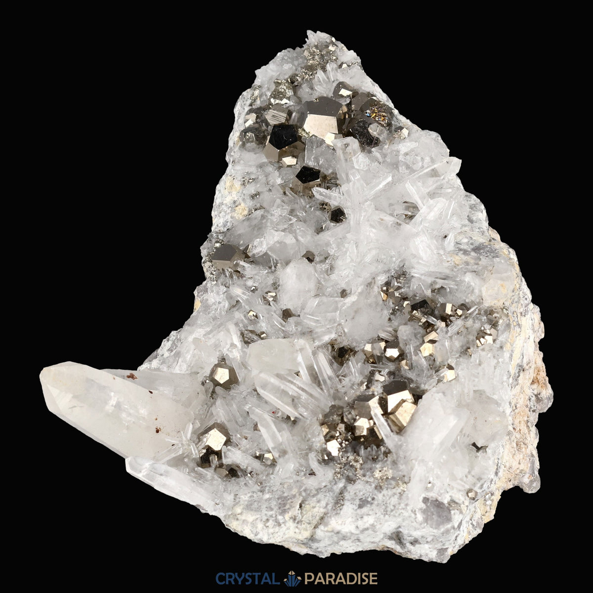 Pyrit an Bergkristall aus Indonesien (747g) - crystal paradise