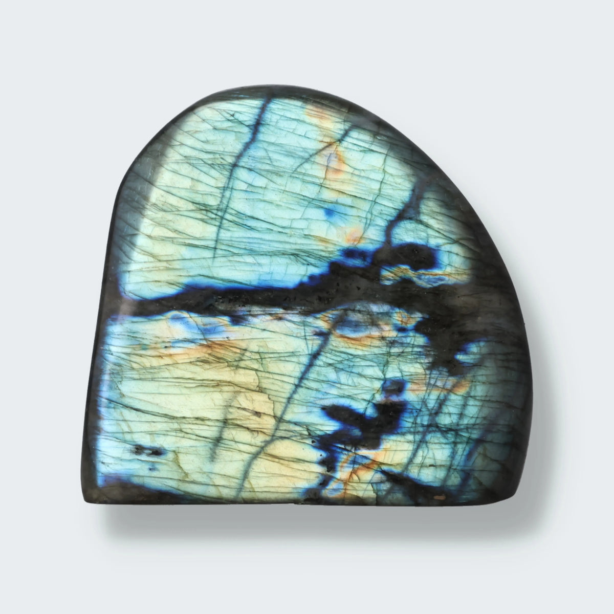Labradorit aus Madagaskar, Stufe 9,5 × 3,5 × 9,0 cm