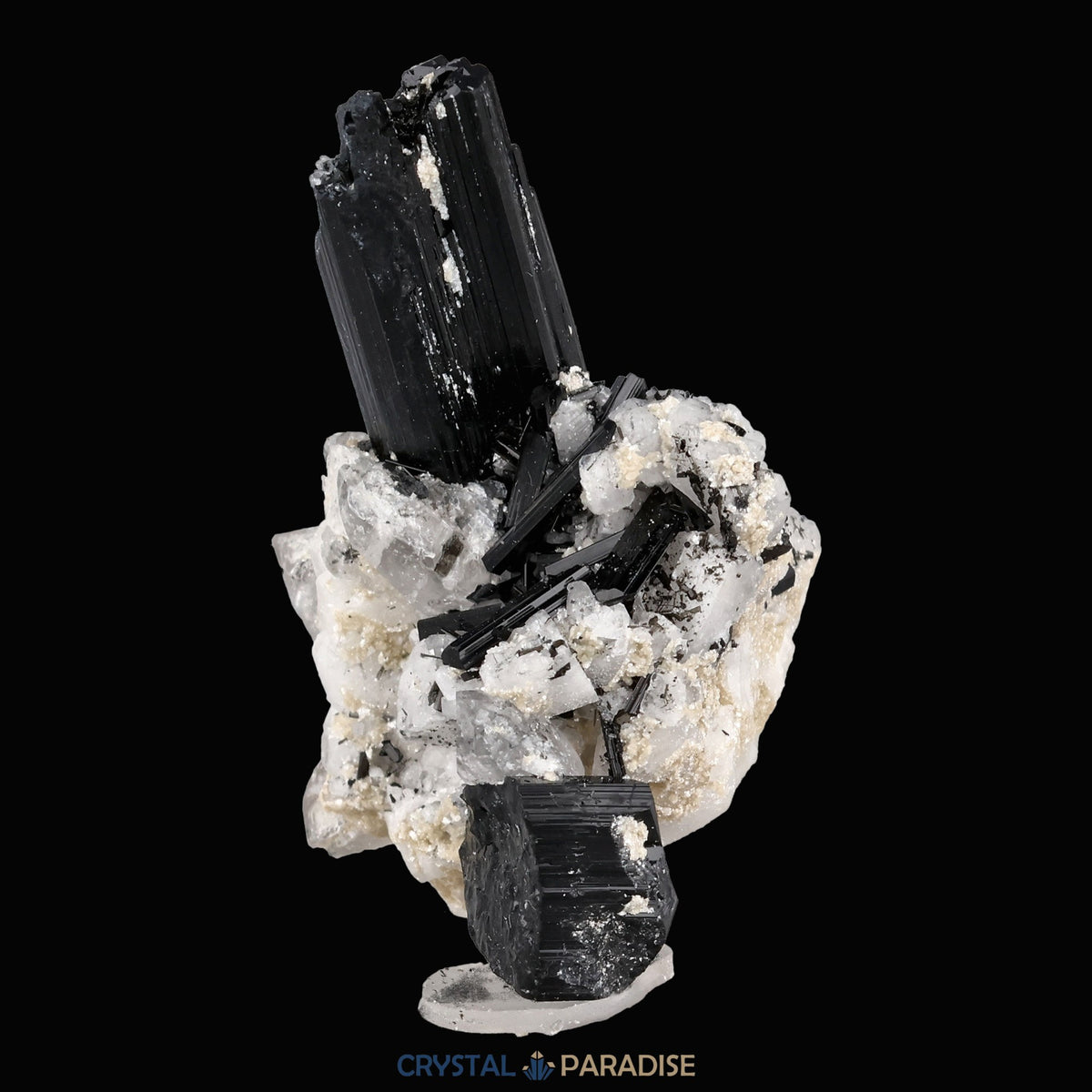 Schwarzer Schörl Turmalin an Himalaya Bergkristall (16g) - crystal paradise