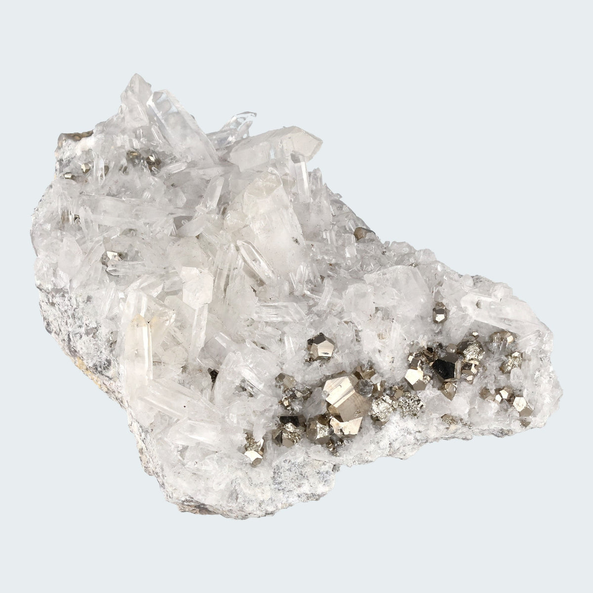 Pyrit an Bergkristall aus Indonesien (616g) - crystal paradise