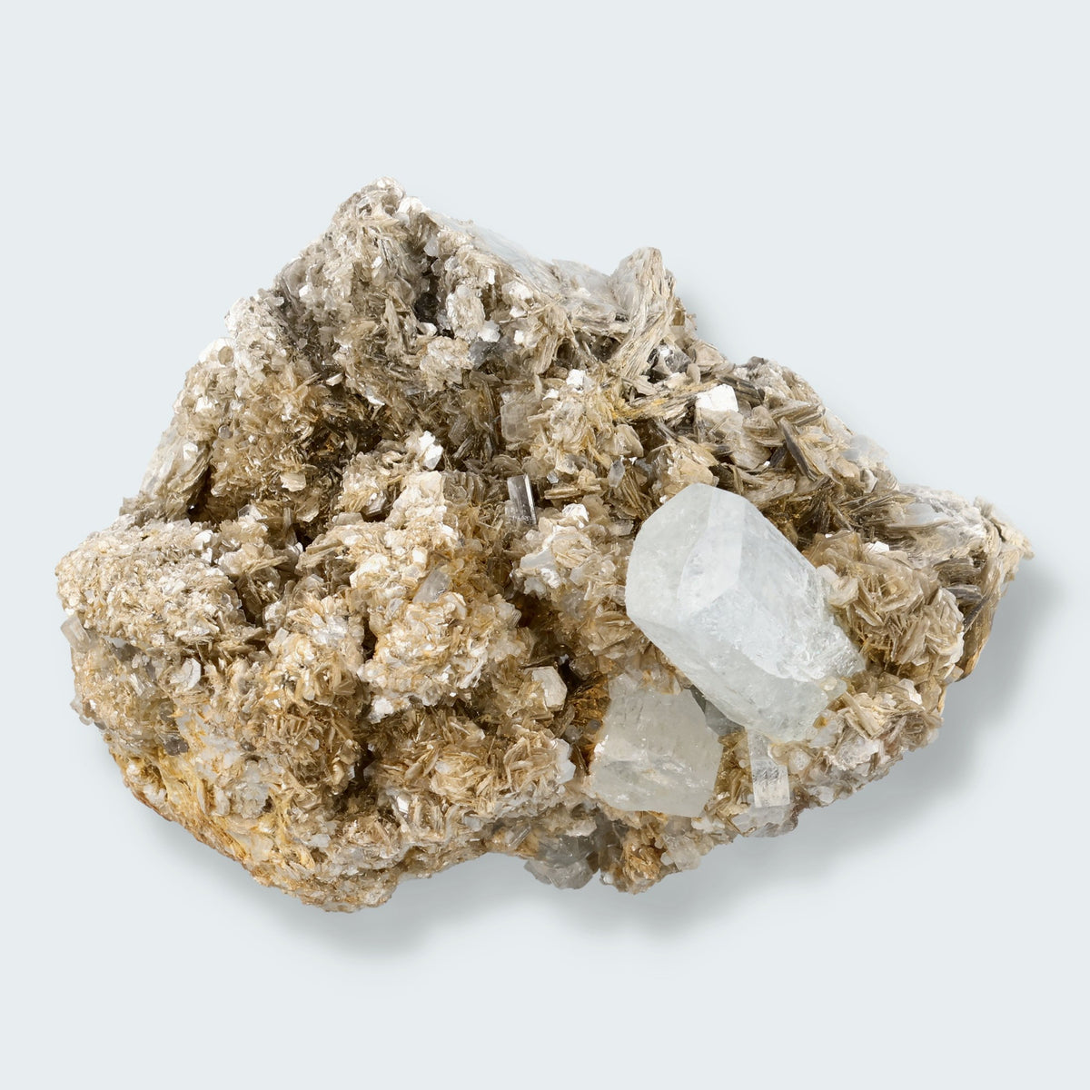 Aquamarin Stufe an Albit und Quarz aus Pakistan (309g)