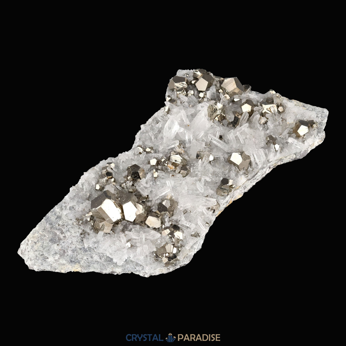 Pyrit an Bergkristall aus Indonesien (331g) - crystal paradise