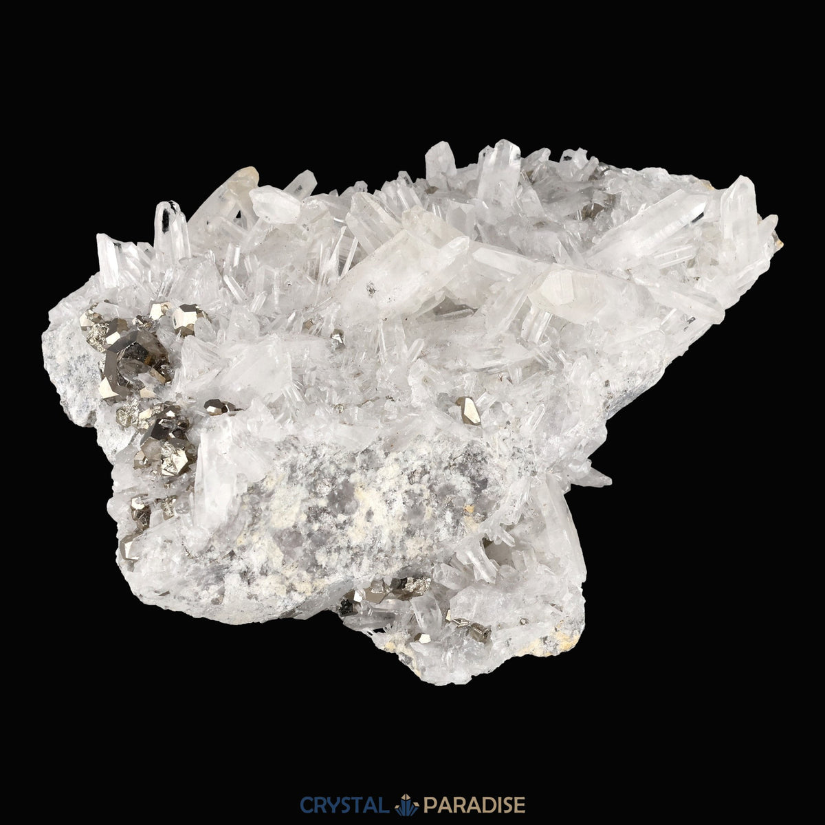 Pyrit an Bergkristall aus Indonesien (616g) - crystal paradise
