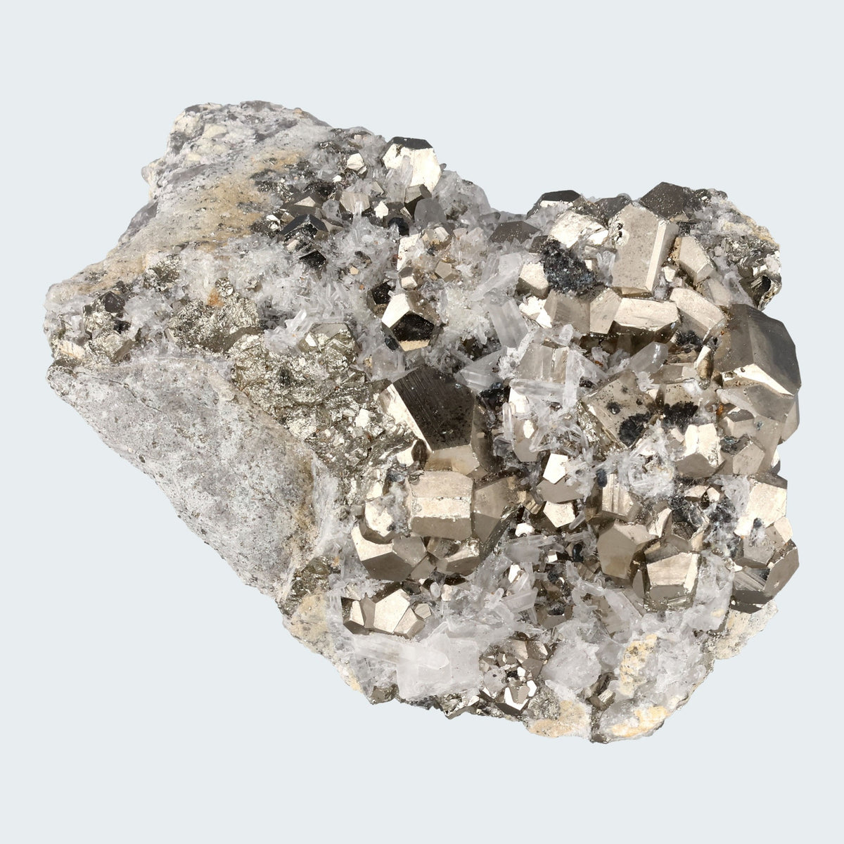 Pyrit an Bergkristall aus Indonesien (727g) - crystal paradise
