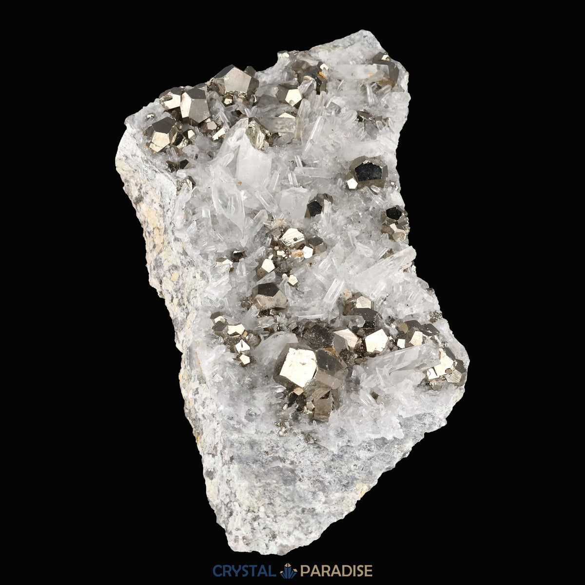 Pyrit an Bergkristall aus Indonesien (331g) - crystal paradise