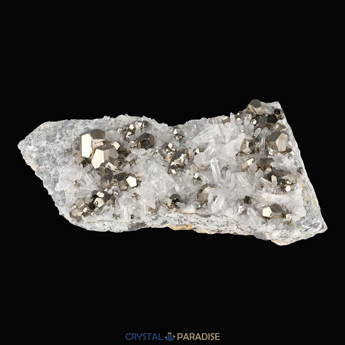 Pyrit an Bergkristall aus Indonesien (331g) - crystal paradise