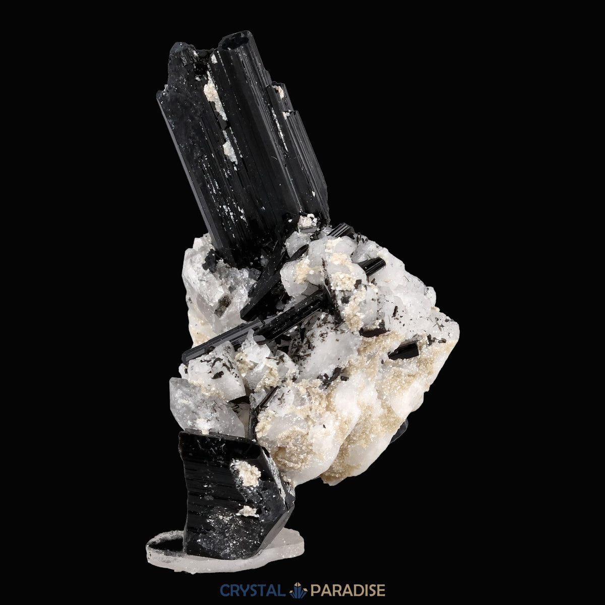 Schwarzer Schörl Turmalin an Himalaya Bergkristall (16g) - crystal paradise