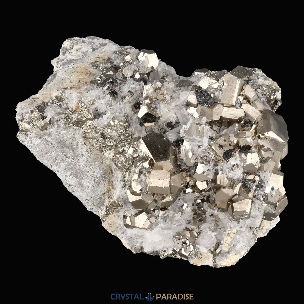 Pyrit an Bergkristall aus Indonesien (727g) - crystal paradise