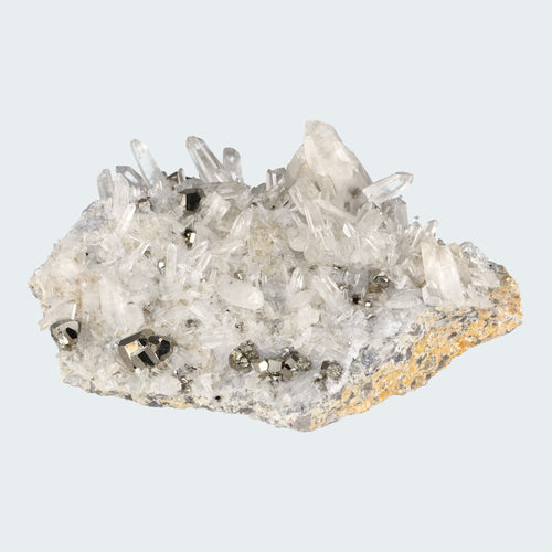 Pyrit an Bergkristall aus Indonesien (2084g) - Grossstufe - Schöne grosse Kristallspitzen und Cubes - crystal paradise
