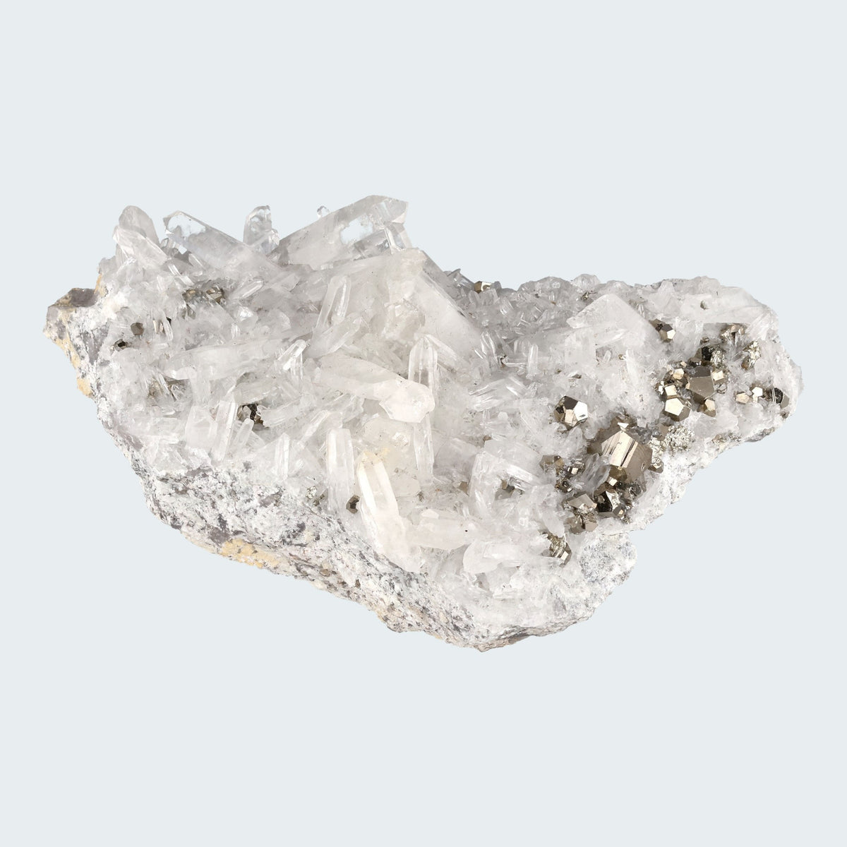 Pyrit an Bergkristall aus Indonesien (616g) - crystal paradise