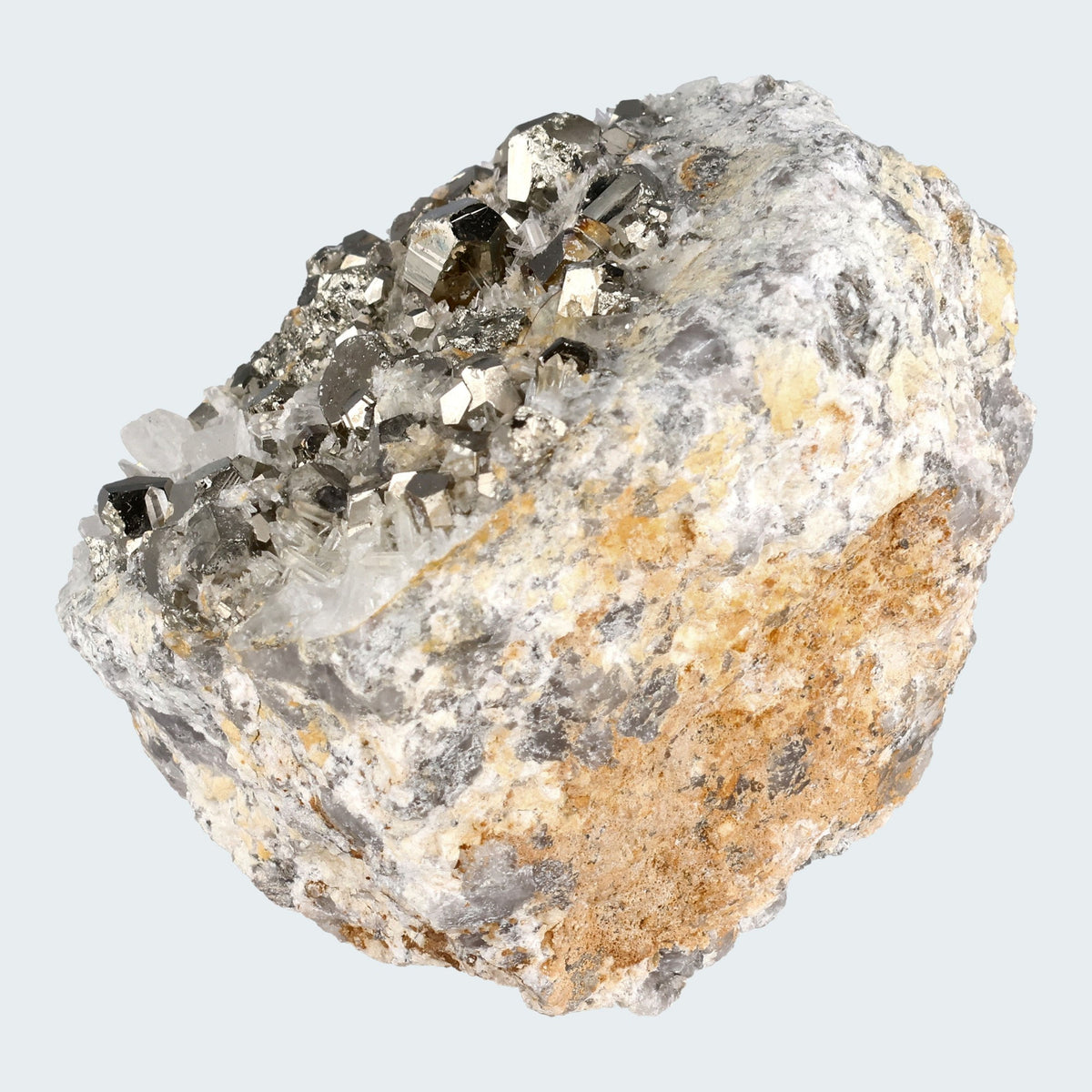 Pyrit an Bergkristall aus Indonesien (365g) - crystal paradise