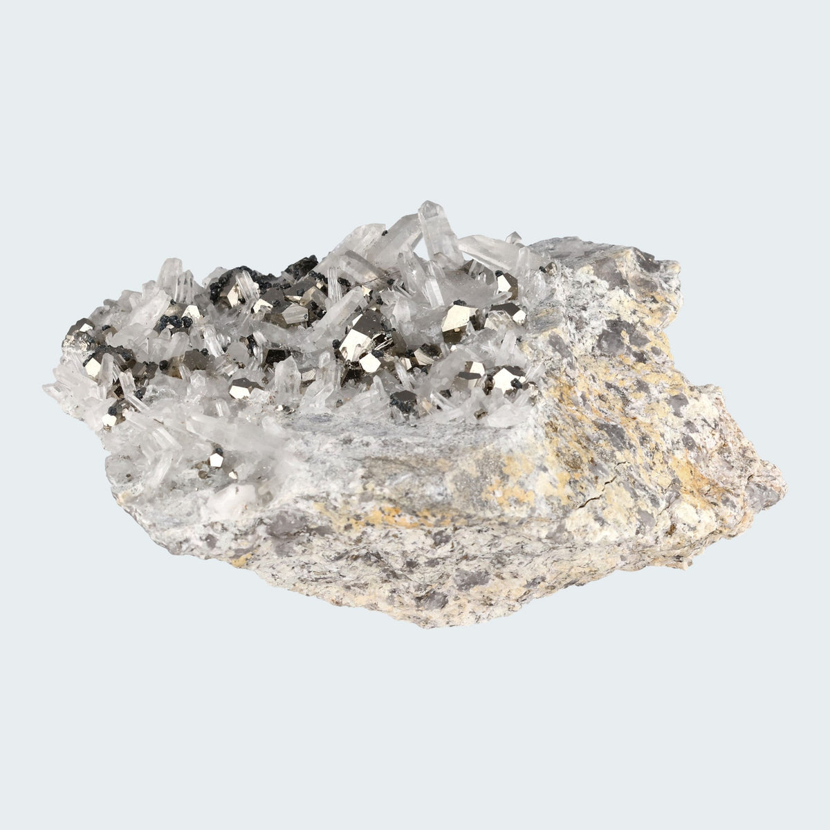Pyrit an Bergkristall aus Indonesien (919g) - crystal paradise